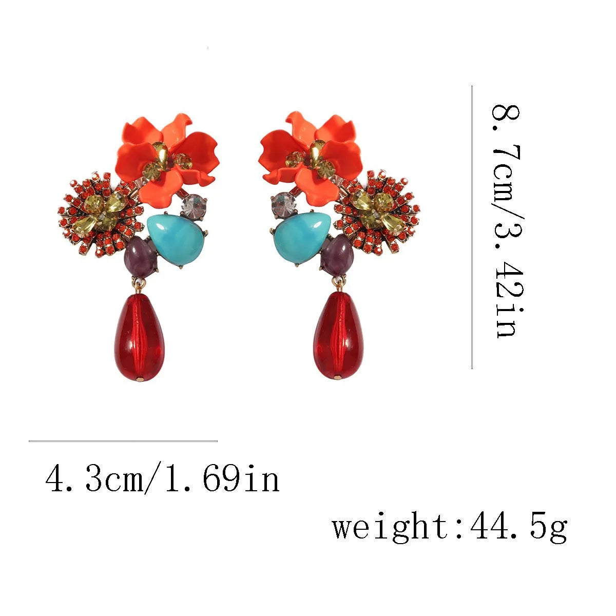 Rita Resin Flower Water Drop Long Earring
