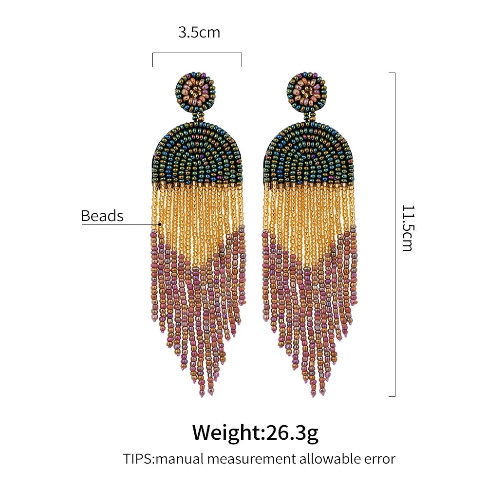 Kamaya Dangle Rice Seed Beaded Earring