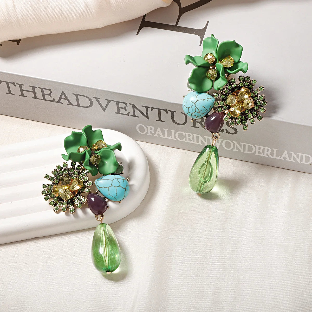 Rita Resin Flower Water Drop Long Earring