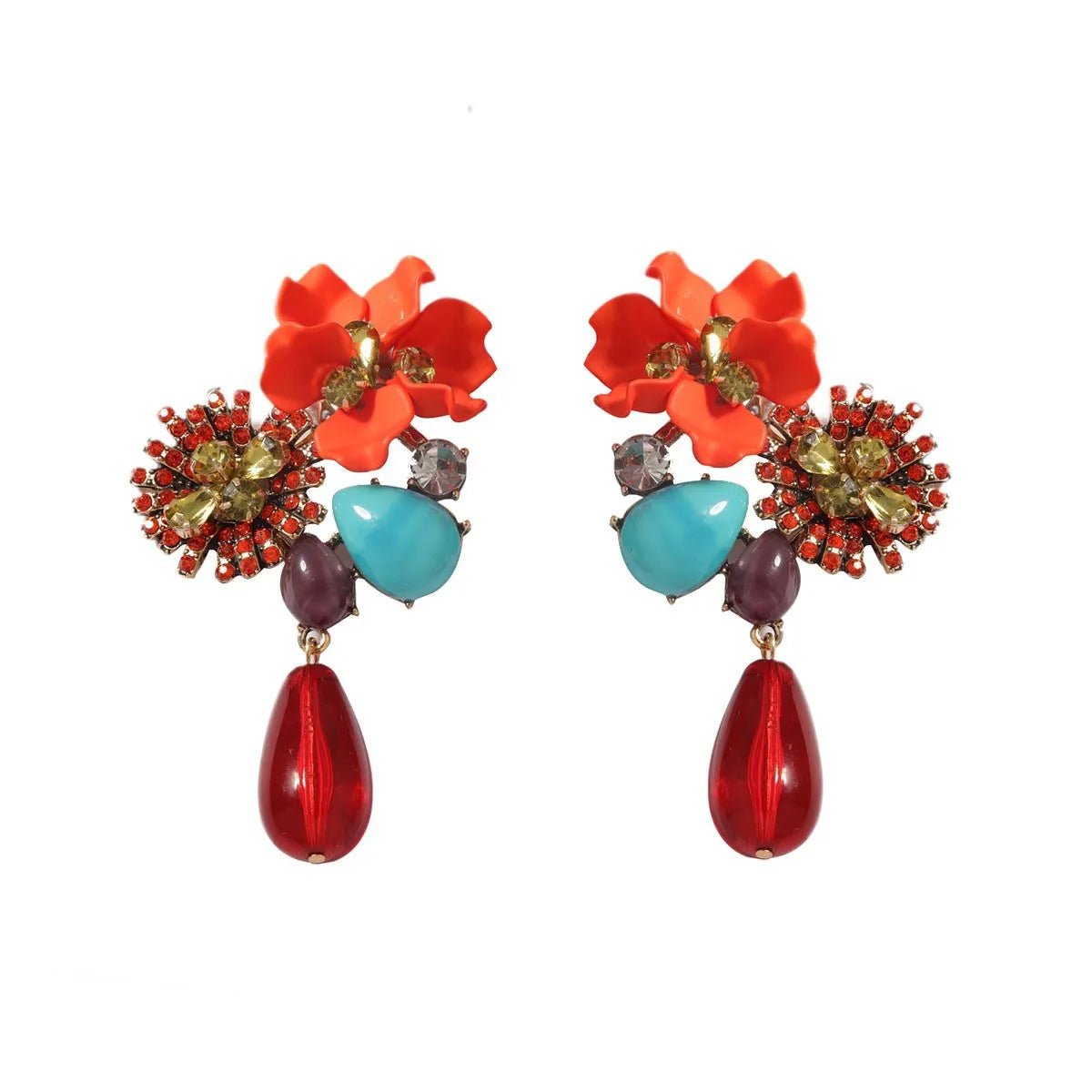 Rita Resin Flower Water Drop Long Earring