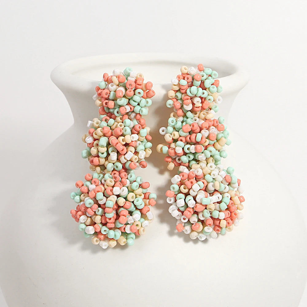 BK Nites Handcrafted Beaded Drop Earrings