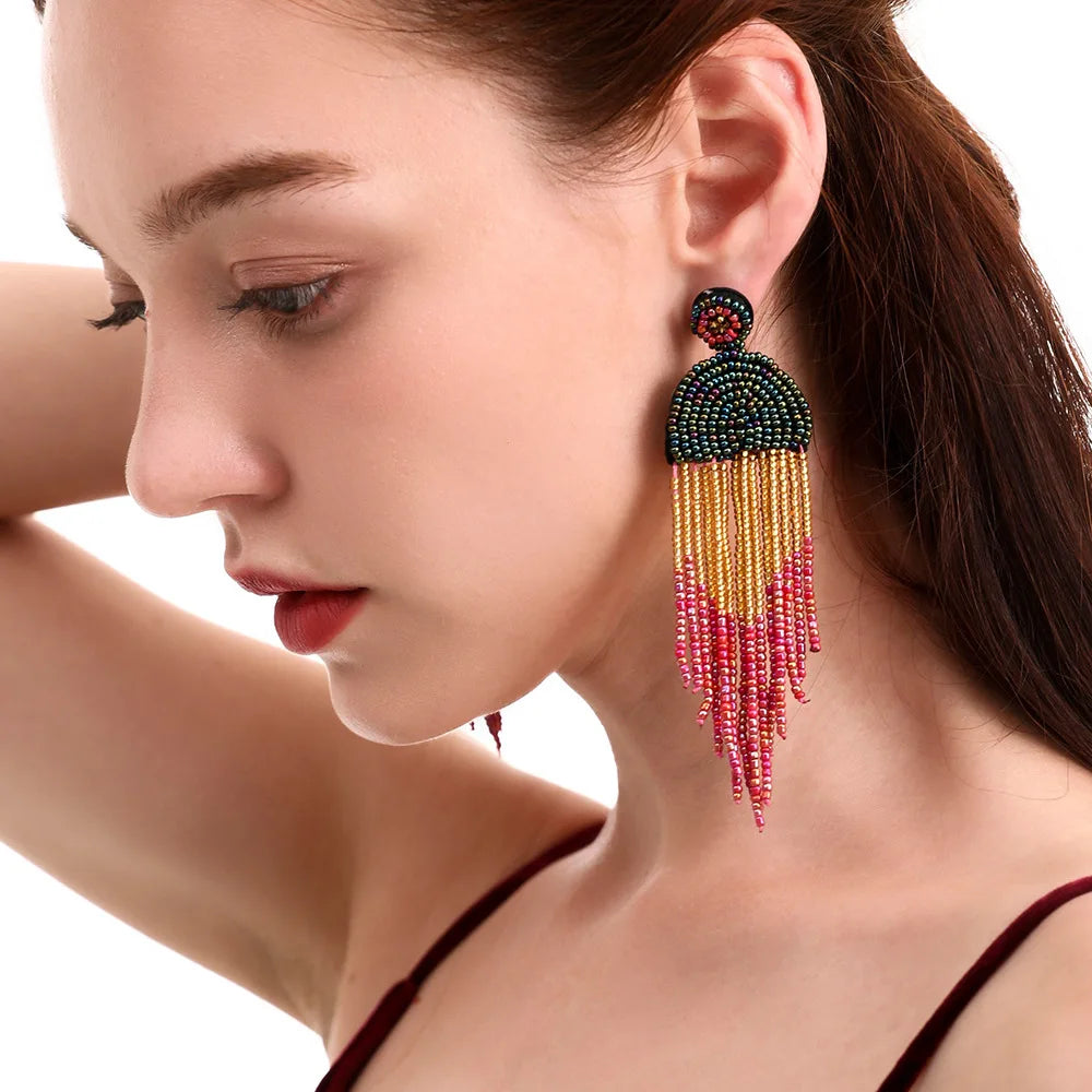 Kamaya Dangle Rice Seed Beaded Earring