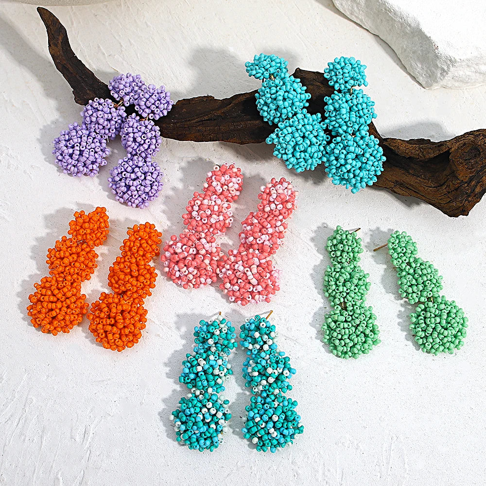 BK Nites Handcrafted Beaded Drop Earrings
