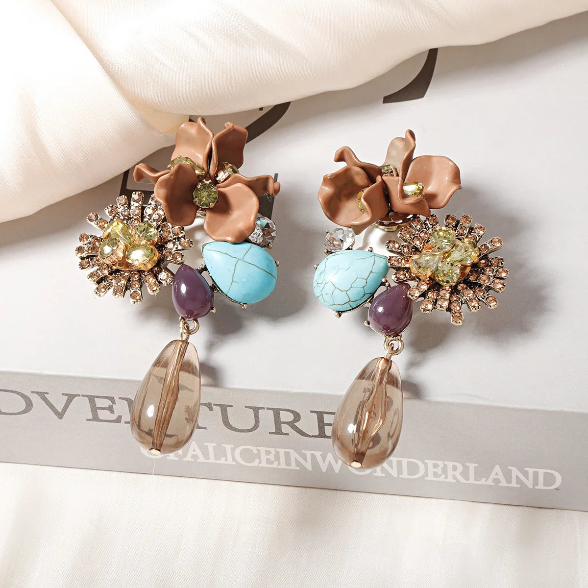 Rita Resin Flower Water Drop Long Earring