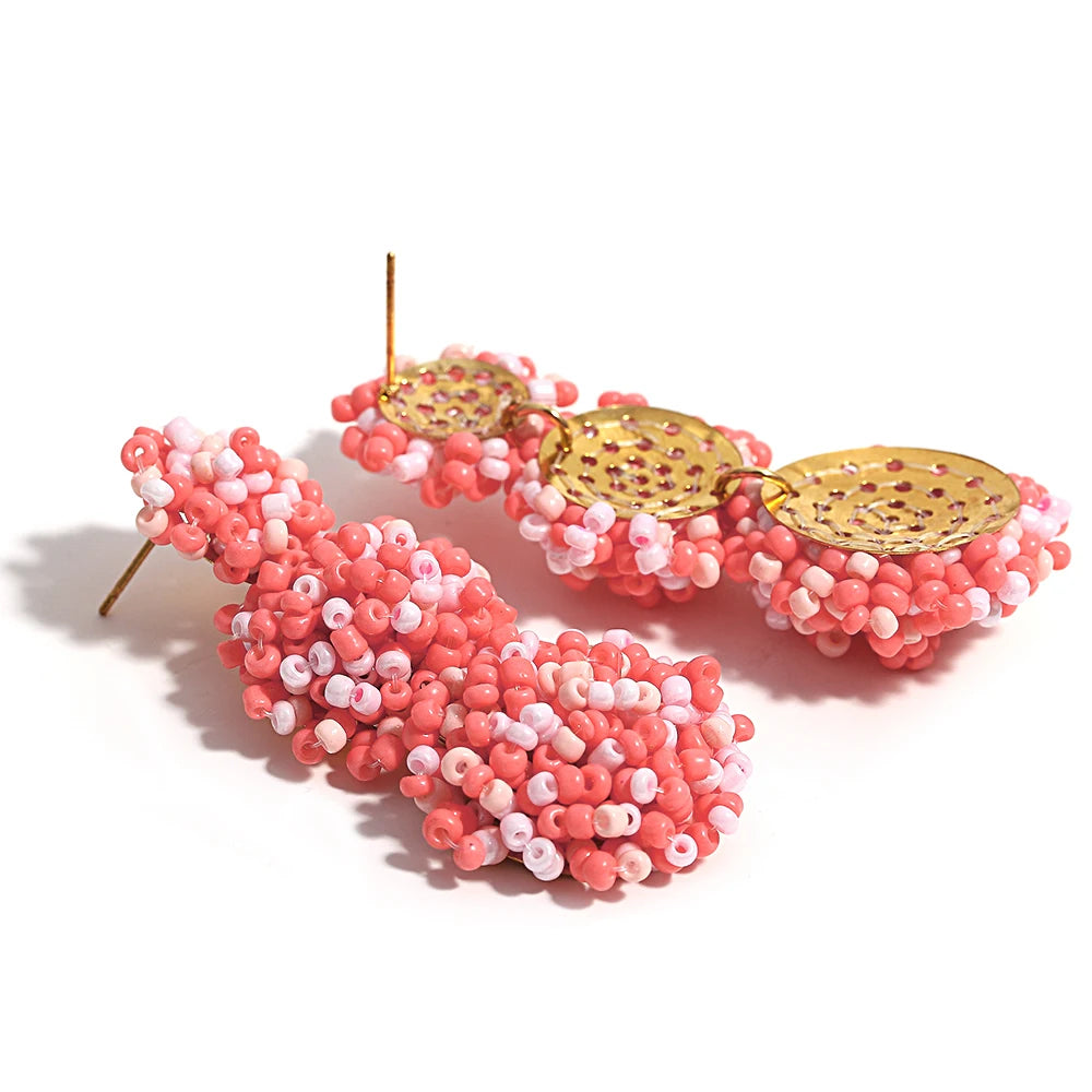 BK Nites Handcrafted Beaded Drop Earrings